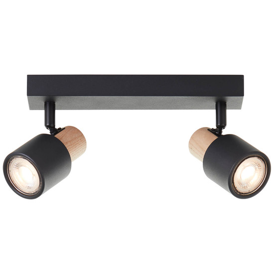 Brilliant Pini Spotbalken, 2-flammig GU10 Schwarz Holz FSC® 10146/76