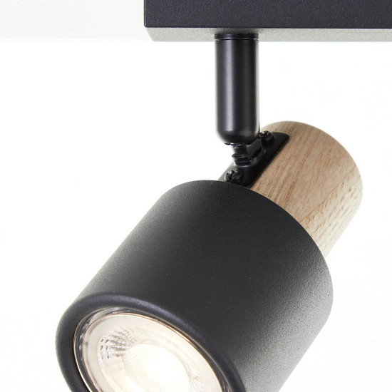 Brilliant Pini Spotbalken, 2-flammig GU10 Schwarz Holz FSC® 10146/76