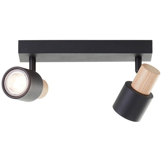 Brilliant Pini Spotbalken, 2-flammig GU10 Schwarz Holz FSC® 10146/76