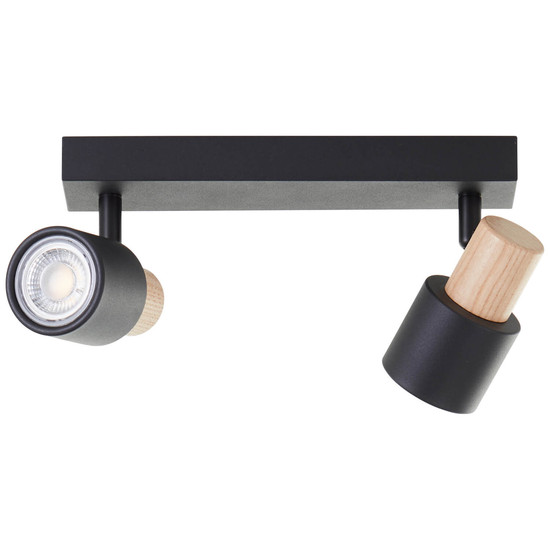 Brilliant Pini Spotbalken, 2-flammig GU10 Schwarz Holz FSC® 10146/76