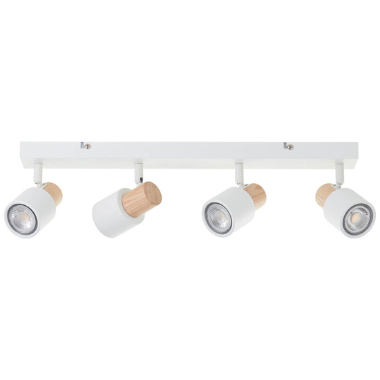 Brilliant Pini Spotbalken, 4-flammig GU10 Weiß Holz Hell FSC® 10147/75