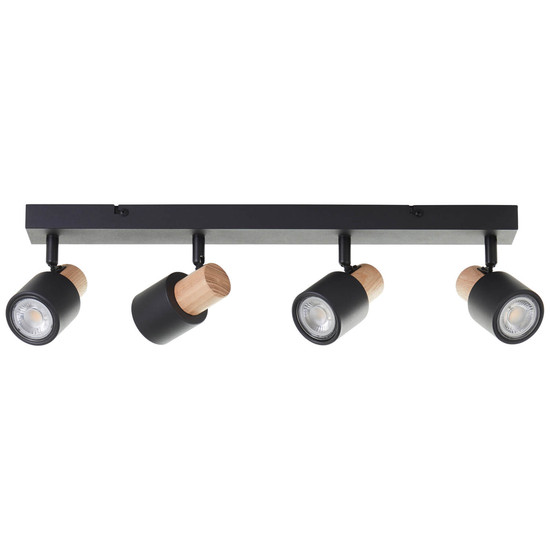 Brilliant Pini Spotbalken, 4-flammig GU10 Schwarz Holz FSC® 10147/76