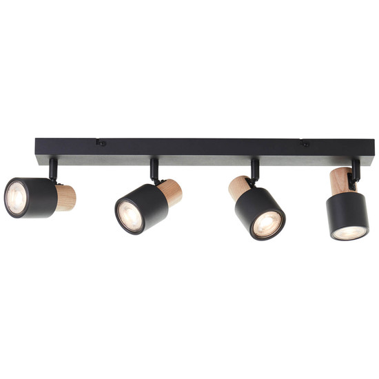 Brilliant Pini Spotbalken, 4-flammig GU10 Schwarz Holz FSC® 10147/76