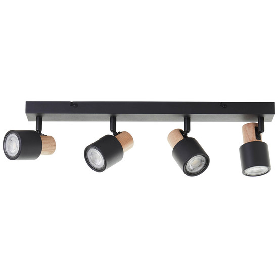 Brilliant Pini Spotbalken, 4-flammig GU10 Schwarz Holz FSC® 10147/76