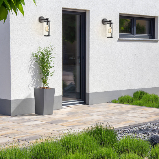 Brilliant Sidney Außenwandleuchte E27 IP44 Schwarz Transparent 44290/06