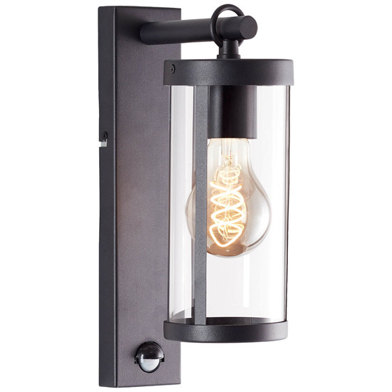 Brilliant Sidney Außenwandleuchte mit Bewegungsmelder E27 IP44 Schwarz Transparent Bewegungsmelder 44291/06