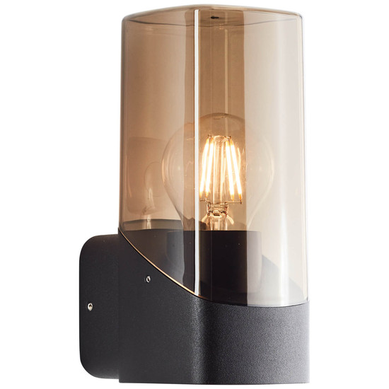 Brilliant Minou Außenwandleuchte E27 IP44 Schwarz Rauchglas 44310/93