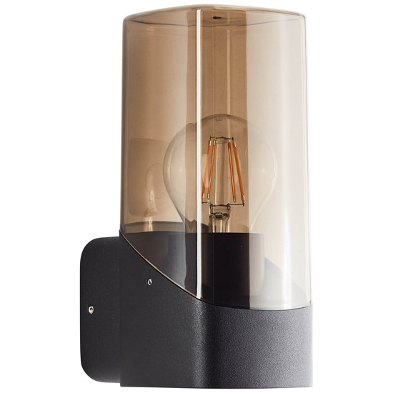 Brilliant Minou Außenwandleuchte E27 IP44 Schwarz Rauchglas 44310/93