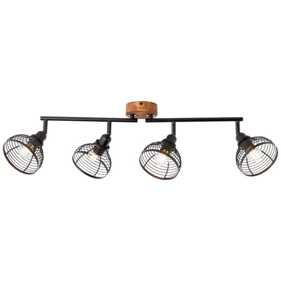 Brilliant Avia Spotrohr, 4-flammig E14 Schwarz Holz 47731/76