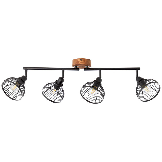 Brilliant Avia Spotrohr, 4-flammig E14 Schwarz Holz 47731/76