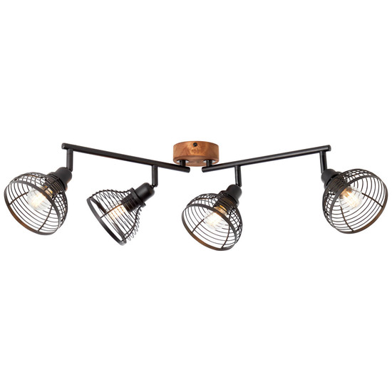 Brilliant Avia Spotrohr, 4-flammig E14 Schwarz Holz 47731/76