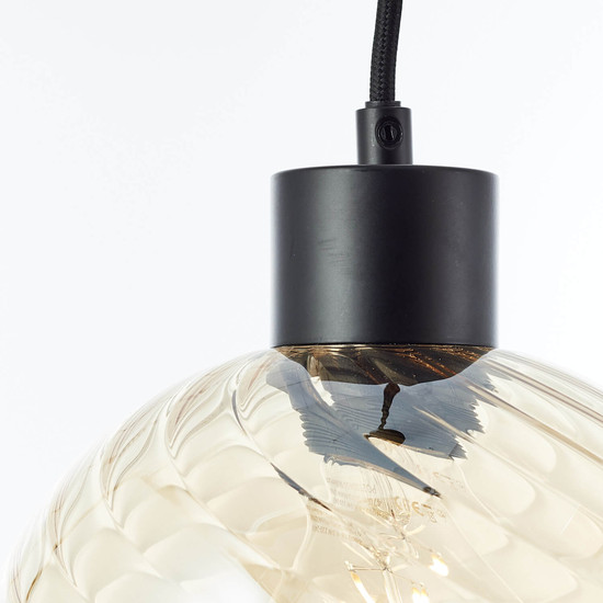 Brilliant Casto Pendelleuchte 5-flammig E27 Schwarz Bernstein 60110/20