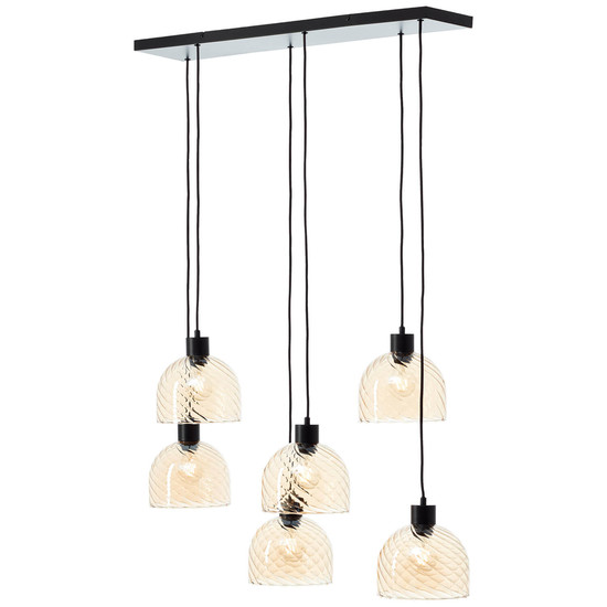 Brilliant Casto Pendelleuchte 5-flammig E27 Schwarz Bernstein 60110/20