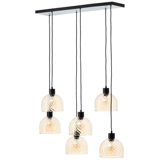 Brilliant Casto Pendelleuchte 5-flammig E27 Schwarz Bernstein 60110/20