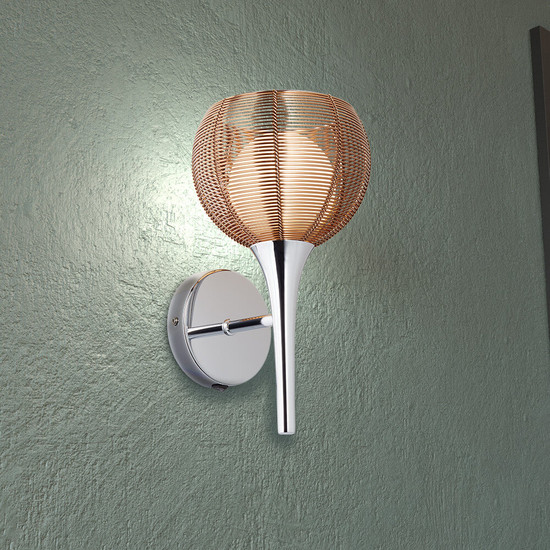 Brilliant Relax Wandleuchte mit Schalter G9 Bronze Chrom 61111/53