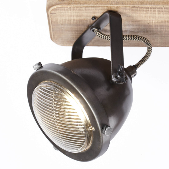 Brilliant Carmen Wood Spotbalken, 3-flammig GU10 Burned Steel Holz FSC® 72030/84