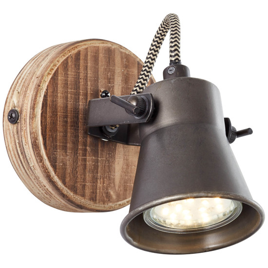Brilliant Seed Wandspot GU10 Schwarz Stahl Holz Hell FSC® 82210/46