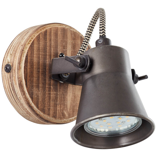 Brilliant Seed Wandspot GU10 Schwarz Stahl Holz Hell FSC® 82210/46
