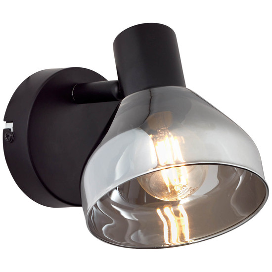 Brilliant Reflekt Wandspot E14 Schwarz Matt Rauchglas 82710/06