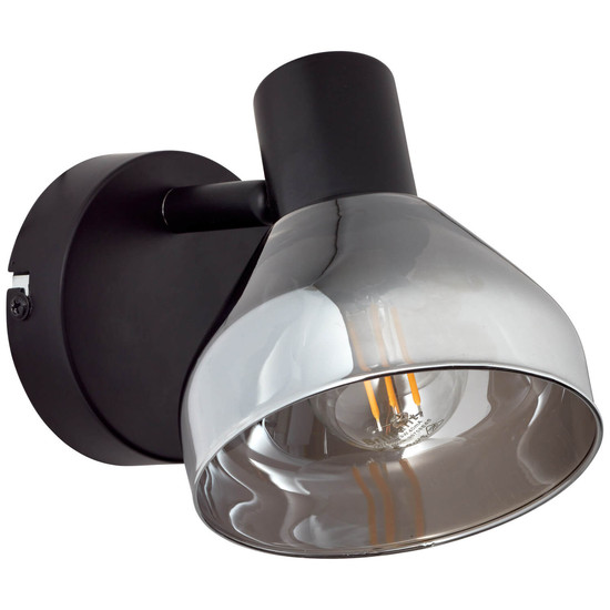 Brilliant Reflekt Wandspot E14 Schwarz Matt Rauchglas 82710/06