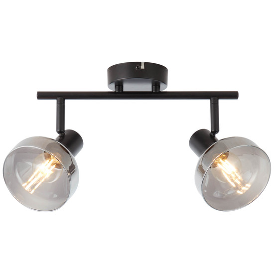 Brilliant Reflekt Spotrohr, 2-flammig E14 Schwarz Matt Rauchglas 82713/06