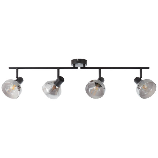 Brilliant Reflekt Spotrohr, 4-flammig, drehbar E14 Schwarz Matt Rauchglas 82732/06