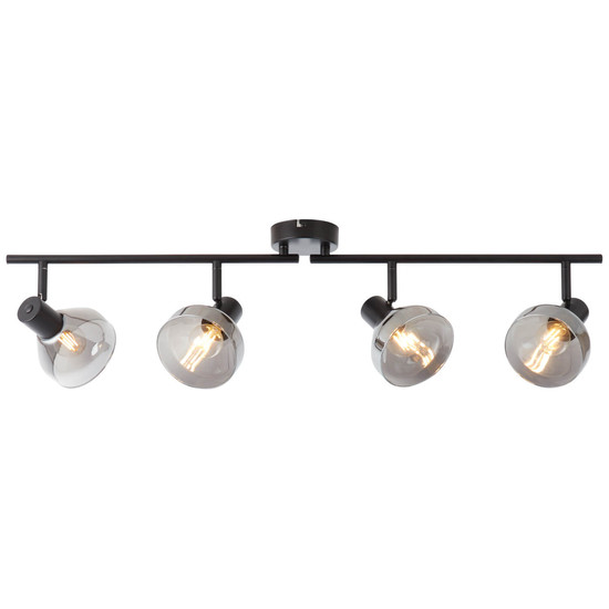 Brilliant Reflekt Spotrohr, 4-flammig, drehbar E14 Schwarz Matt Rauchglas 82732/06