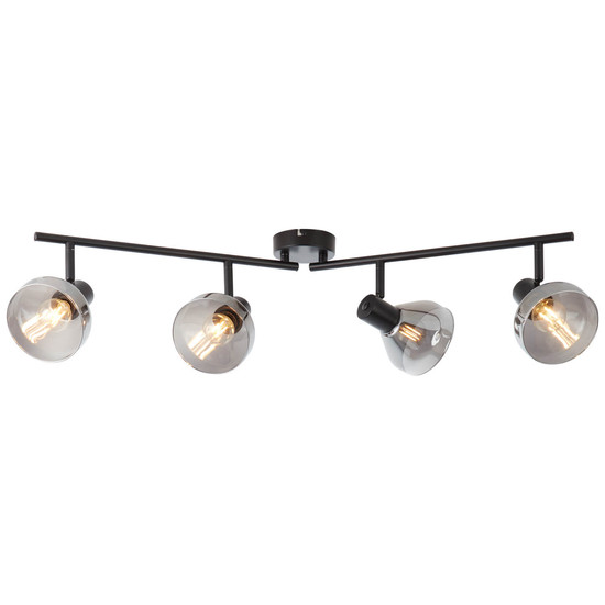 Brilliant Reflekt Spotrohr, 4-flammig, drehbar E14 Schwarz Matt Rauchglas 82732/06