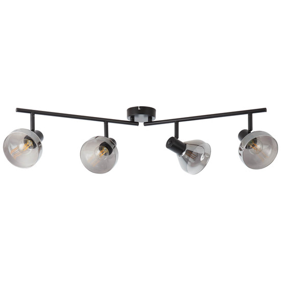 Brilliant Reflekt Spotrohr, 4-flammig, drehbar E14 Schwarz Matt Rauchglas 82732/06