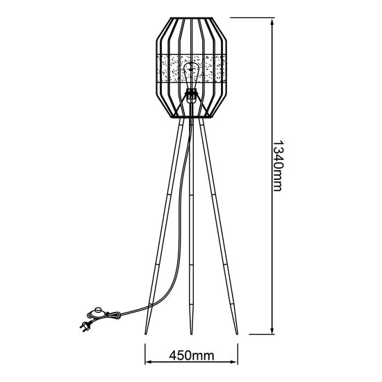 Brilliant Slope Standleuchte, dreibeinig E27 Schwarz Natur 93132/76