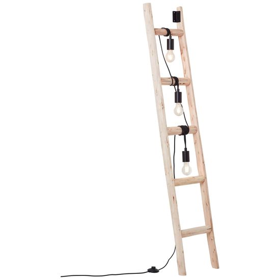 Brilliant Ladder Standleuchte, 3-flammig E27 Schwarz Holz FSC 93152/76