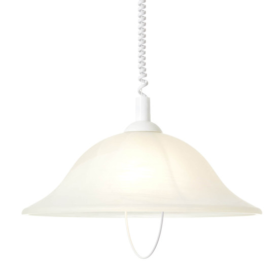 Brilliant Freya Pendelleuchte 41cm mit Rollizug E27 Weiß Weiß-Alabaster 93220/05