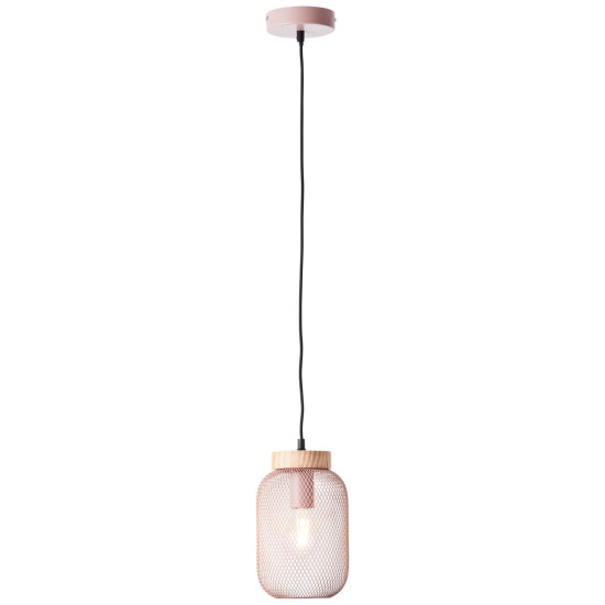 Brilliant Giada Pendelleuchte 16cm E27 Pink Hell Holz FSC 99109/04