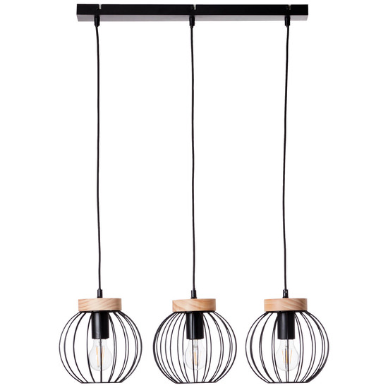 Brilliant Sorana Pendelleuchte, 3-flammig E27 Schwarz Holz FSC® 99236/76