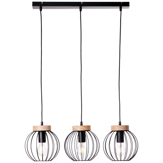 Brilliant Sorana Pendelleuchte, 3-flammig E27 Schwarz Holz FSC® 99236/76