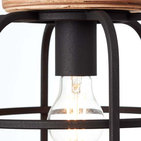 Brilliant Gwen Pendelleuchte, 3-flammig (Rondell) E27 Antik Holz Schwarz Korund FSC® 99255/66
