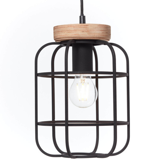 Brilliant Gwen Pendelleuchte, 3-flammig (Balken) E27 Antik Holz Schwarz Korund FSC® 99256/66