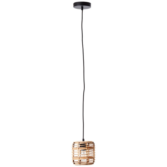 Brilliant Crosstown Pendelleuchte 16cm E27 Holz Hell Schwarz 99262/06
