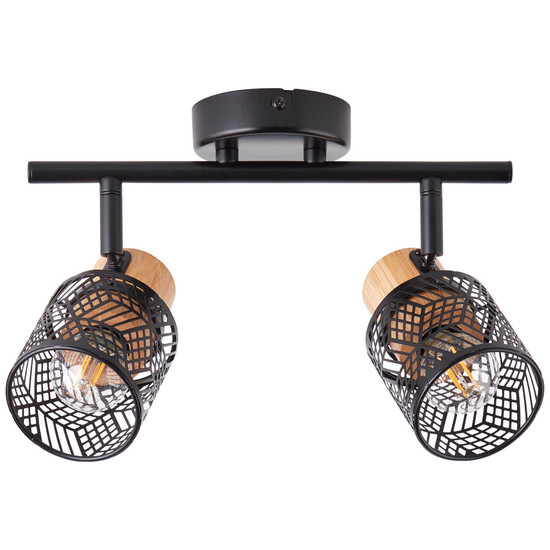 Brilliant Santy Spotrohr, 2-flammig E14 Schwarz Natur 99397/76