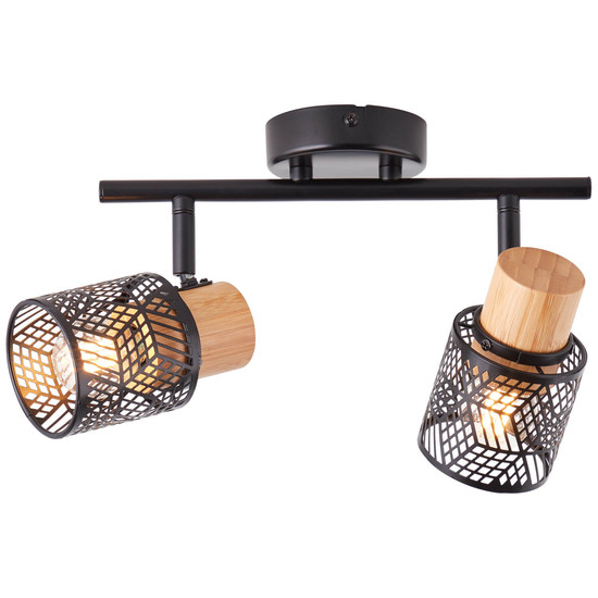 Brilliant Santy Spotrohr, 2-flammig E14 Schwarz Natur 99397/76