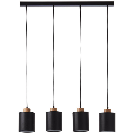 Brilliant Vonnie Pendelleuchte, 4-flammig E27 Schwarz Holz Made in Europe, FSC 99413/76