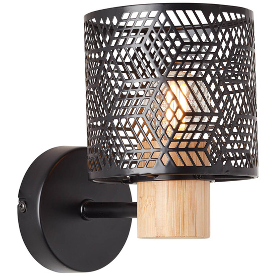 Brilliant Santy Wandleuchte E14 Schwarz Natur 99417/76