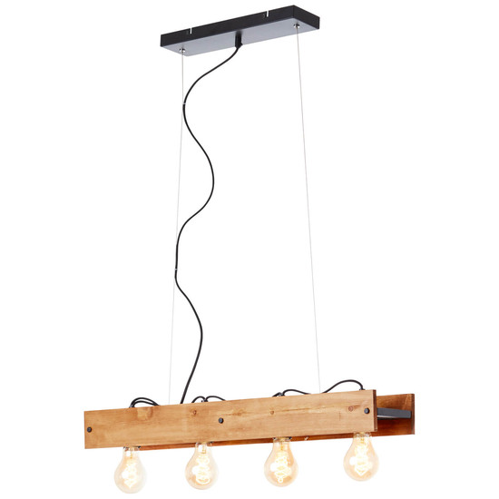 Brilliant Calandra Pendelleuchte, 4-flammig E27 Schwarz Holz FSC® 99451/76