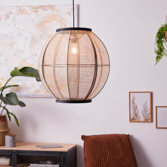 Brilliant Tanah Pendelleuchte 47cm E27 Schwarz Natur 99484/76