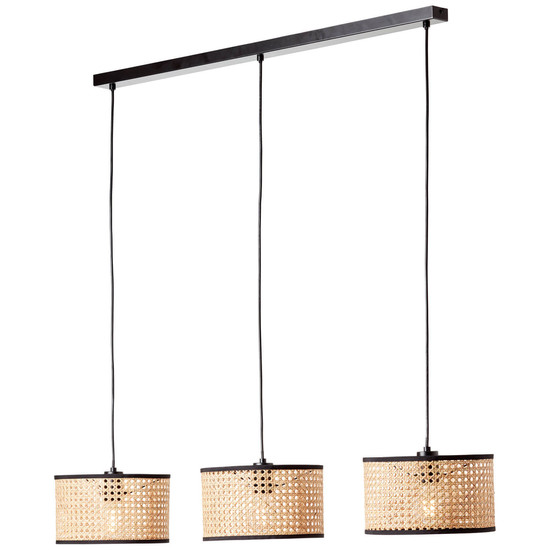 Brilliant Wiley Pendelleuchte, 3-flammig E27 Holz Hell Schwarz 99534/09