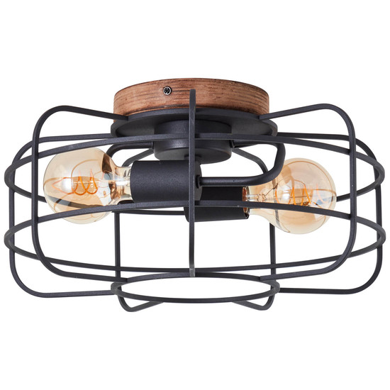 Brilliant Gwen Deckenleuchte 40cm E27 Antik Holz Schwarz Korund FSC® 99707/66