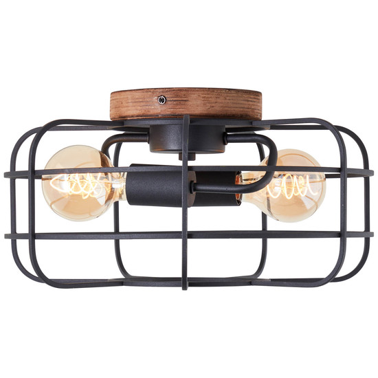 Brilliant Gwen Deckenleuchte 40cm E27 Antik Holz Schwarz Korund FSC® 99707/66