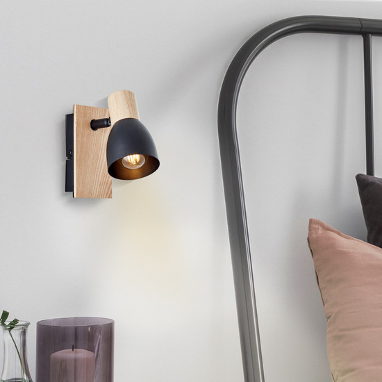 Brilliant Daintree Wandspot E14 Schwarz Natur FSC® 99710/76