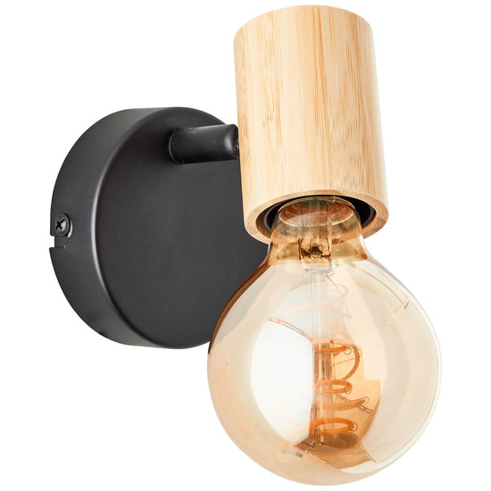 Brilliant Kerry Wandspot E27 Schwarz Natur 99714/76