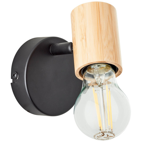 Brilliant Kerry Wandspot E27 Schwarz Natur 99714/76